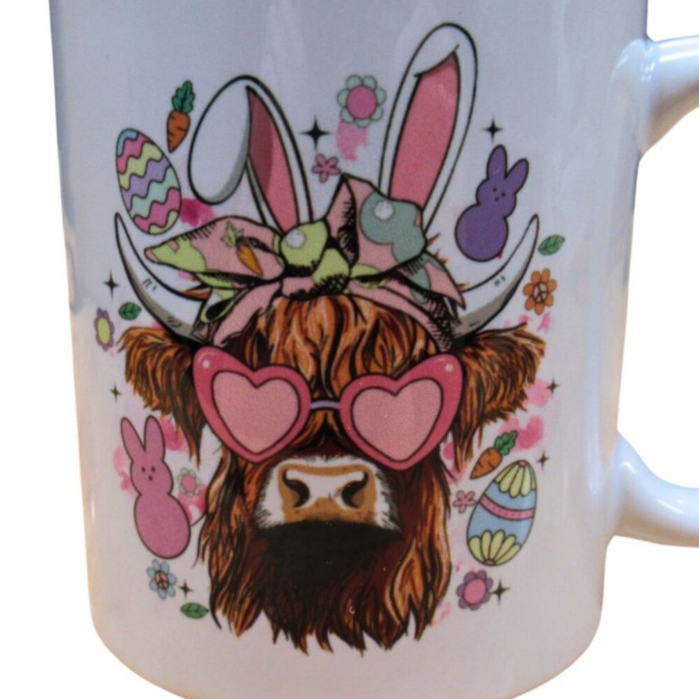 Easter Highland Cow Easter Coffee Mug